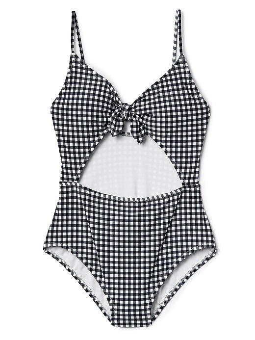 Image number 3 showing, Cut-Out Gingham One-Piece Suit
