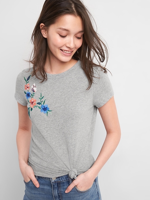Image number 7 showing, Floral Embroidered Graphic Crewneck T-Shirt