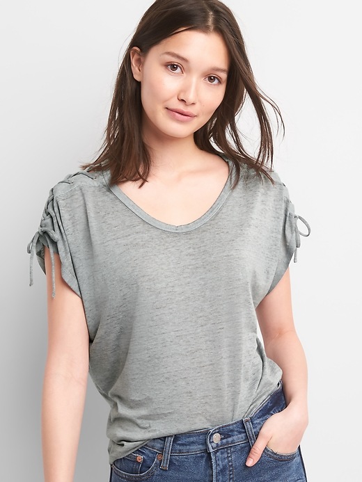 Image number 8 showing, Lace-Up Short Sleeve T-Shirt