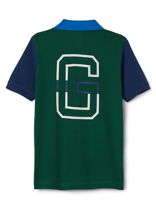 2 of 8 showing, with the color DOWNHILL BLUE of product Colorblock Logo Polo Shirt