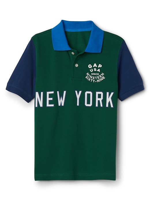 1 of 8 showing, with the color DOWNHILL BLUE of product Colorblock Logo Polo Shirt