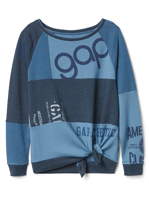1 of 8 showing, with the color indigo of product Logo Remix Self-Tie Pullover Sweatshirt