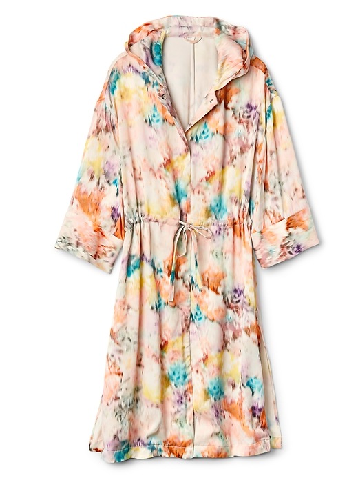 Image number 6 showing, Hooded Print Kimono Jacket in Satin