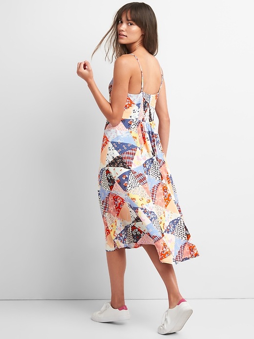 Scarf Patchwork Fit and Flare Midi Dress