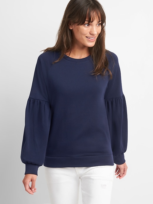 View large product image 1 of 1. Puff Sleeve Pullover Sweatshirt in French Terry