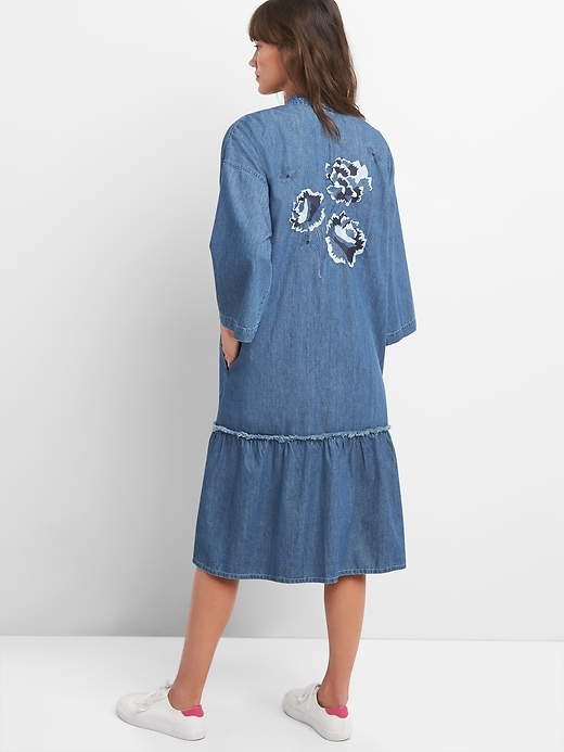 Image number 2 showing, Embroidered Denim Duster Jacket