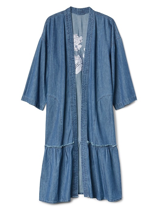 Image number 6 showing, Embroidered Denim Duster Jacket