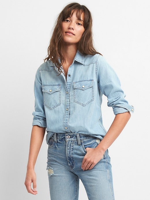 Image number 1 showing, Denim Western Shirt