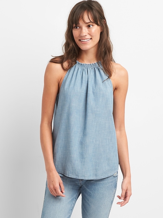 Image number 1 showing, Smocked Cami in Chambray