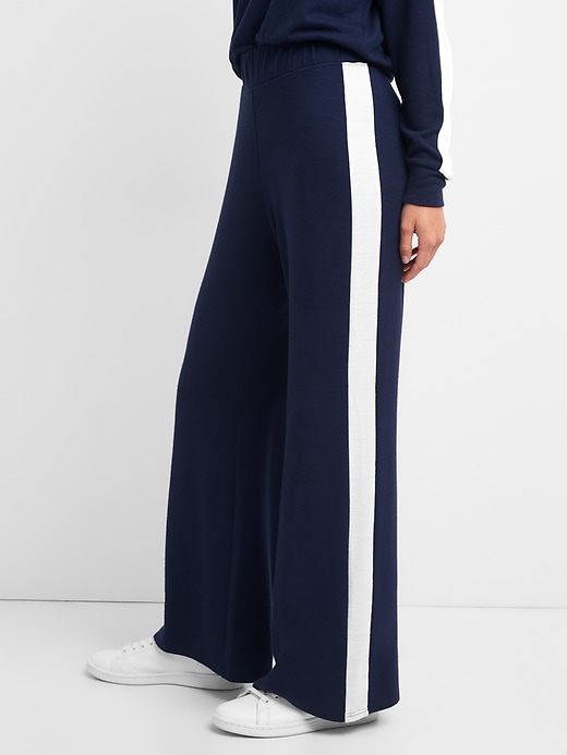 Image number 5 showing, Softspun Wide-Leg Pants with Side Stripe