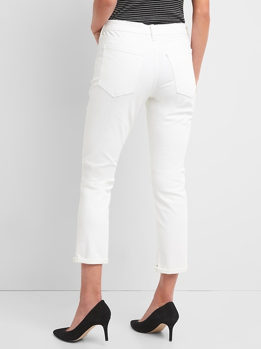 2 of 8 showing, with the color (White) Off White of product Mid Rise Best Girlfriend Jeans
