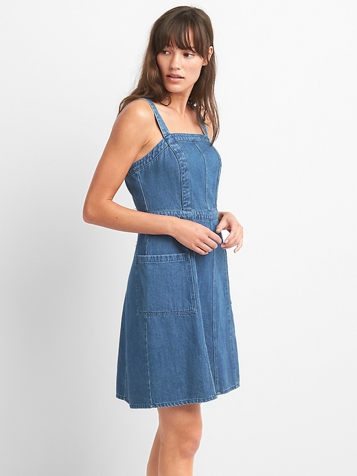 Image number 1 showing, Denim Apron Dress