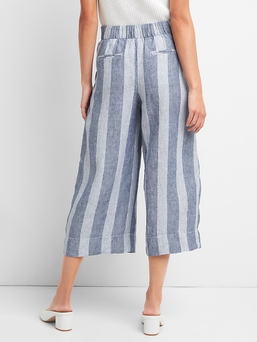 Image number 2 showing, High Rise Cropped Wide-Leg Pants in Linen