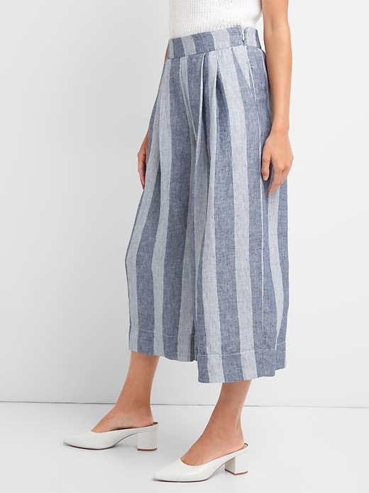 Image number 5 showing, High Rise Cropped Wide-Leg Pants in Linen