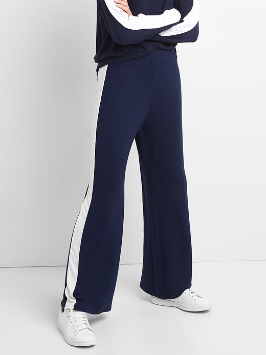 Image number 1 showing, Softspun Wide-Leg Pants with Side Stripe
