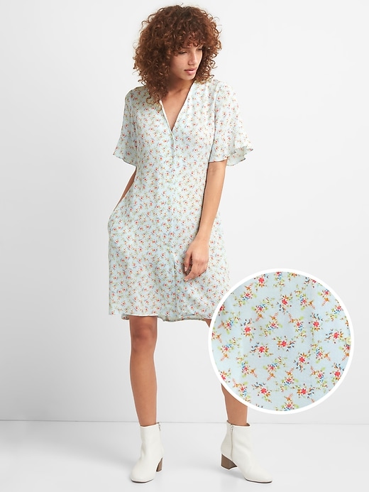 Image number 6 showing, Floral Button-Front Skater Dress