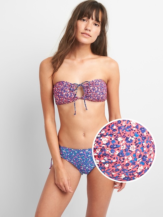 View large product image 1 of 1. Floral Tie Bandeau Bikini Top