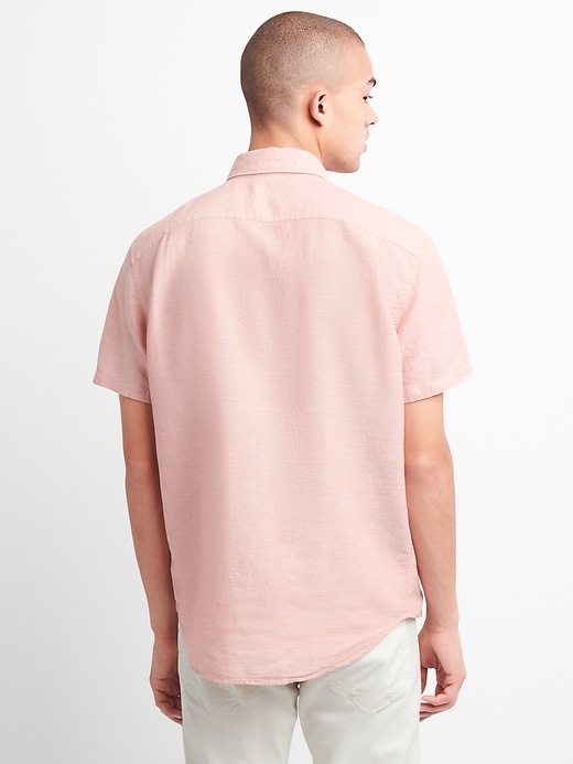 Image number 2 showing, Standard Fit Short Sleeve Shirt in Linen-Cotton