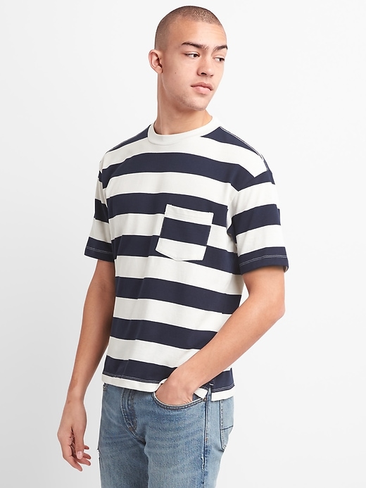 Image number 1 showing, Heavyweight Stripe Pocket T-Shirt