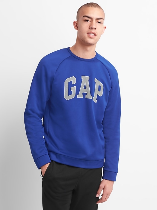Image number 1 showing, GapFit Logo Crewneck Sweatshirt in Vanguard Fleece