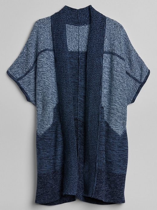 Image number 6 showing, Patchwork Open-Front Poncho Cardigan Sweater