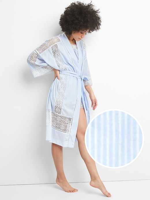 View large product image 1 of 1. Dreamwell Lace Trim Robe