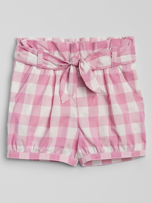 1 of 8 showing, with the color dream plaid pink of product Pull-On Plaid Bubble Shorts