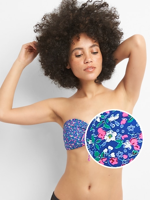 Image number 1 showing, Floral Tie Bandeau Bikini Top