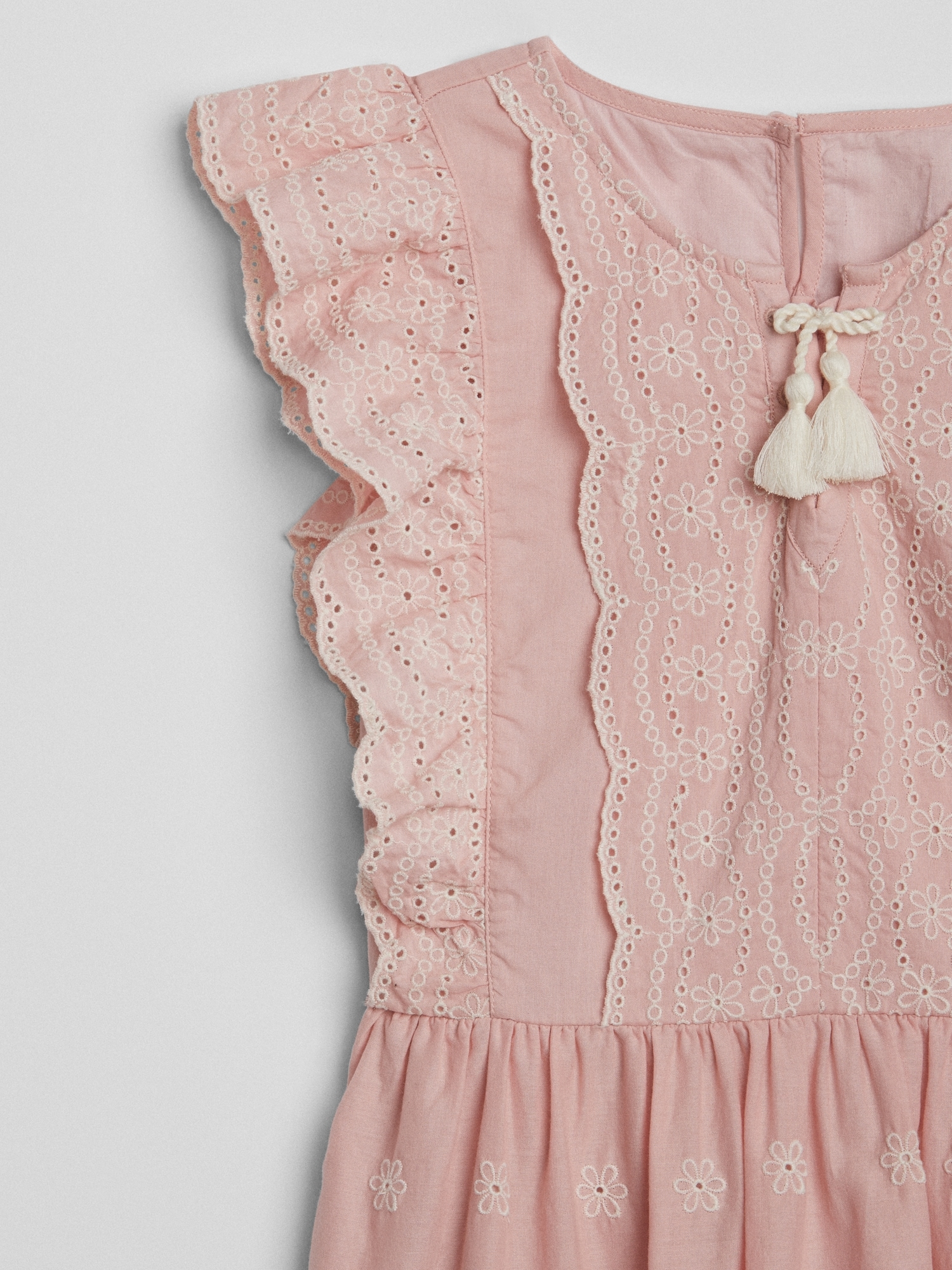 Eyelet Ruffle Tassel Dress Gap