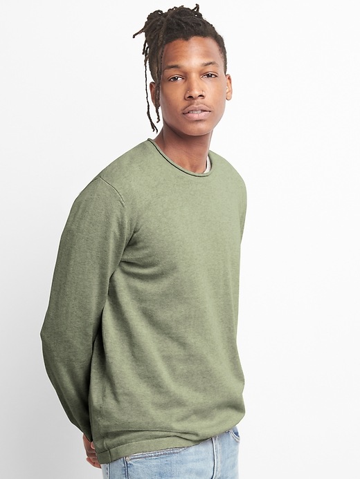 Image number 7 showing, Pullover Crewneck Sweater in Linen
