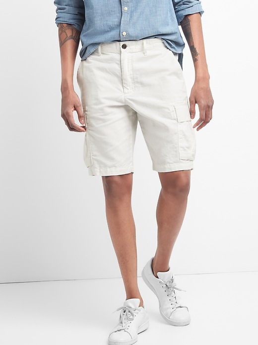View large product image 1 of 1. 12" Cargo Shorts in Linen-Cotton