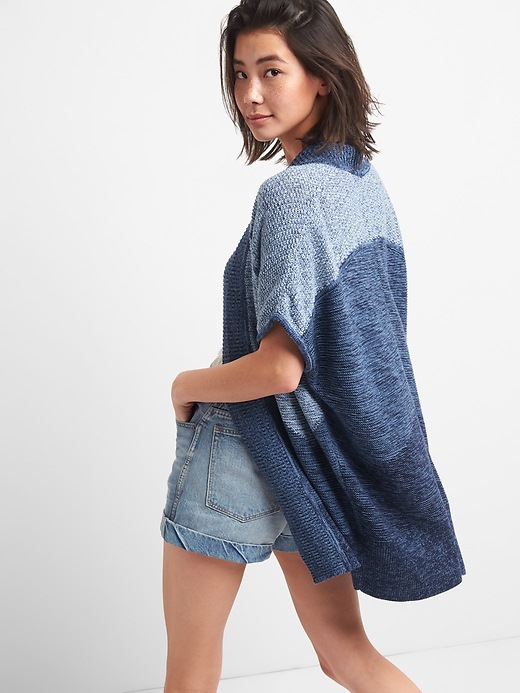 Image number 2 showing, Patchwork Open-Front Poncho Cardigan Sweater