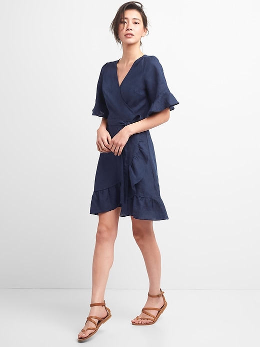 Ruffle Wrap Dress in Linen-Cotton | Gap Ruffle Wrap Dress in Linen-Cotton | Gap