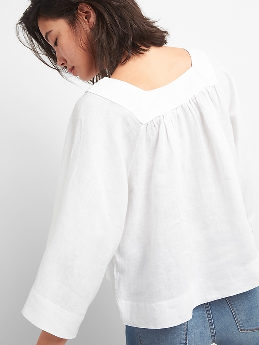 Image number 2 showing, Raglan Sleeve Square-Neck Blouse in Linen