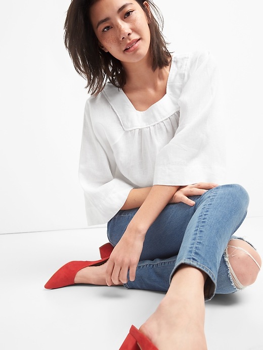 Image number 5 showing, Raglan Sleeve Square-Neck Blouse in Linen