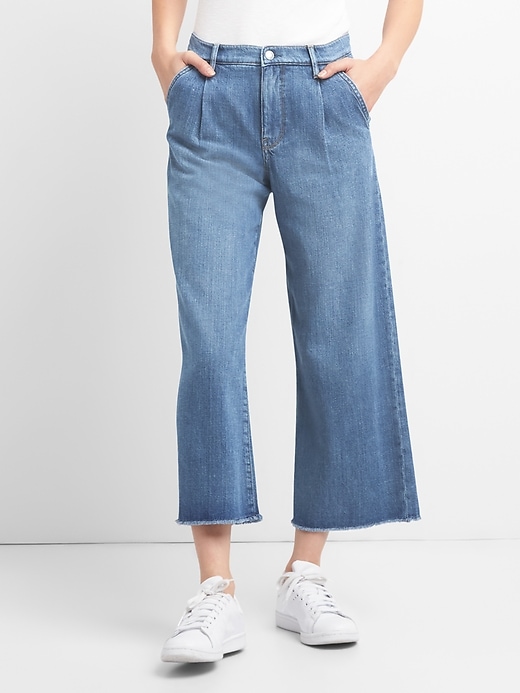 Image number 1 showing, High Rise Wide-Leg Crop Jeans