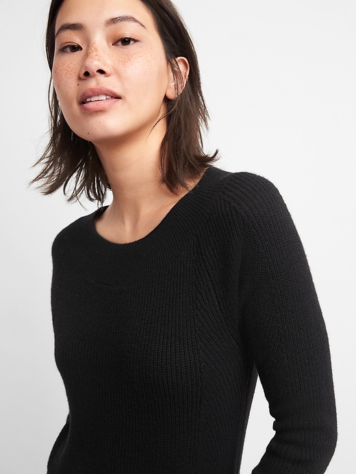 Image number 8 showing, Wide Boatneck Pullover Sweater in Merino Wool-Blend