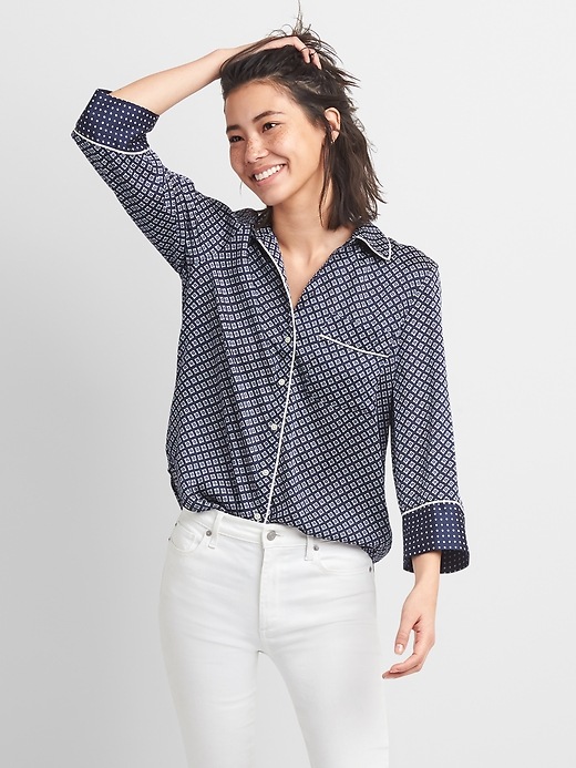 Three-Quarter Sleeve Print Shirt | Gap