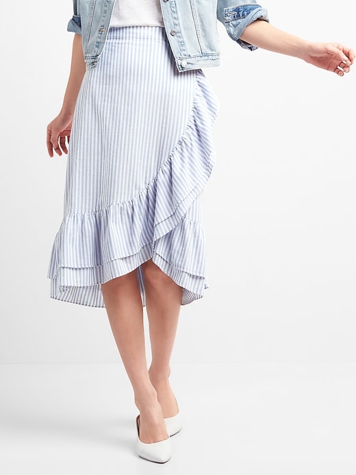 Image number 1 showing, Ruffle Wrap Midi Skirt