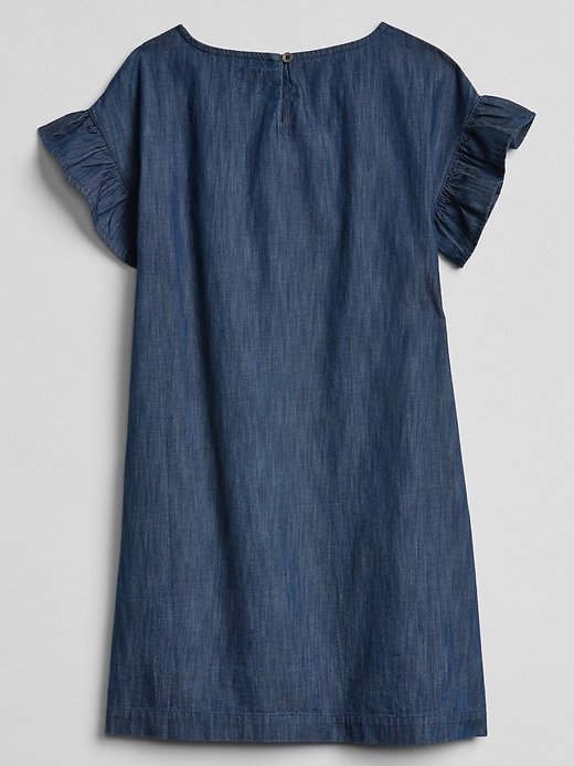 Image number 3 showing, Lace-Up Flutter Chambray Dress