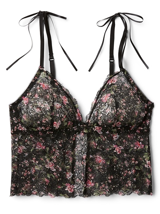 Image number 3 showing, Floral Lace Longline Triangle Bralette