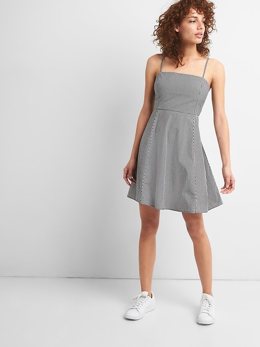 Image number 3 showing, Gingham Square Neck Fit and Flare Dress