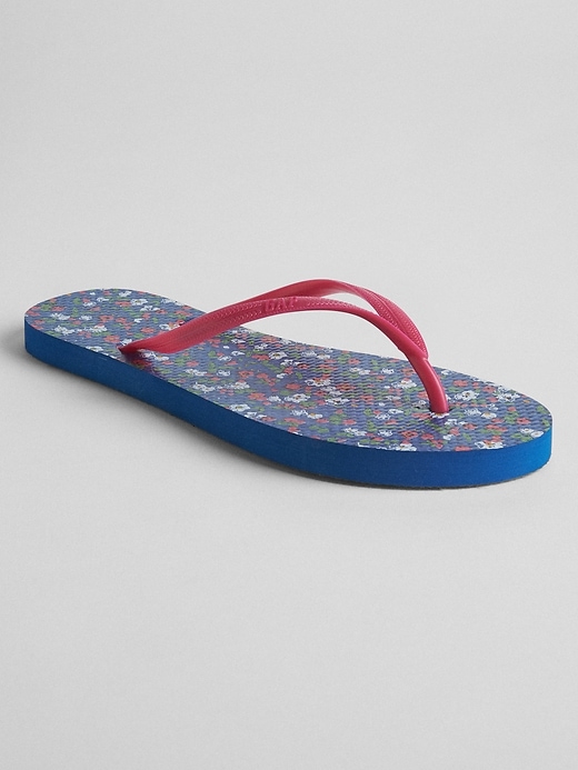 1 of 8 showing, with the color pink tiny floral of product Basic Flip Flops in Print
