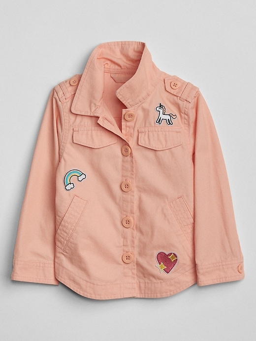 Image number 1 showing, Embroidery Patch Shirt Jacket