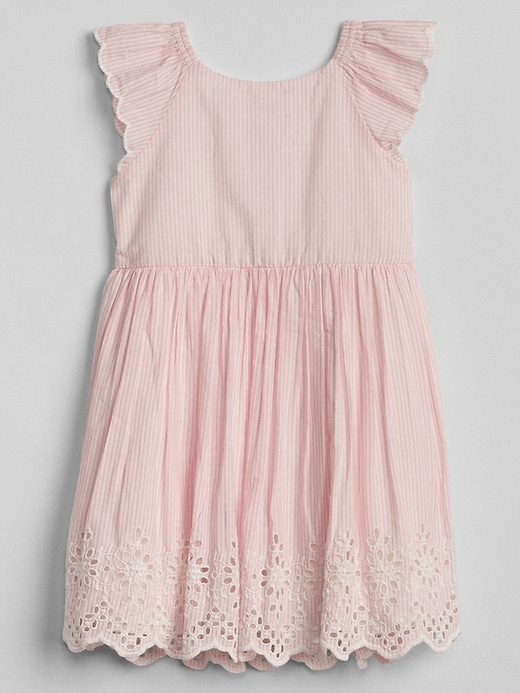 2 of 8 showing, with the color pink stripe of product Railroad Stripe Eyelet Dress