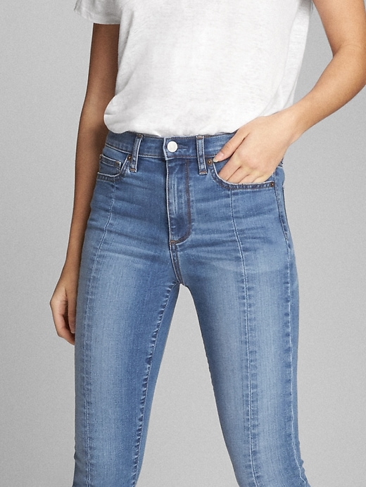 Image number 1 showing, High Rise True Skinny Ankle Jeans with Seam Detail