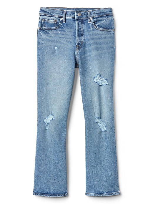 Image number 6 showing, High Rise Crop Kick Jeans with Distressed Detail