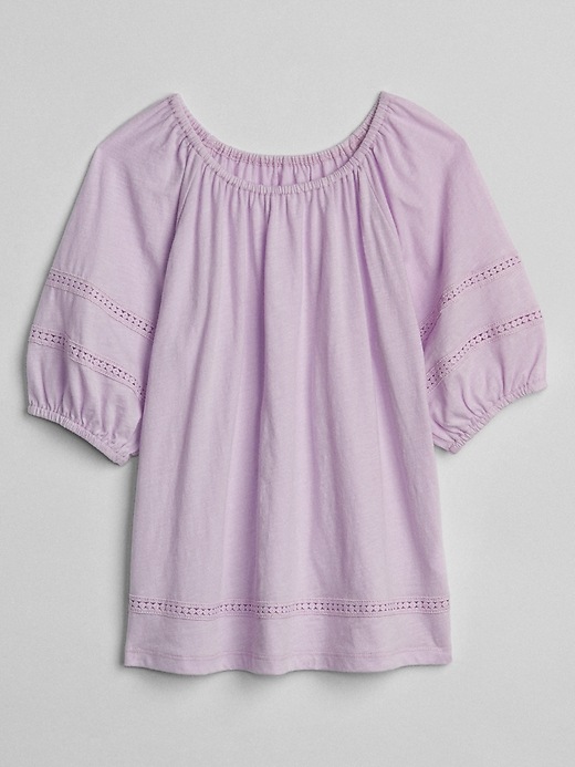View large product image 1 of 1. Kids Eyelet Puff-Sleeve T-Shirt