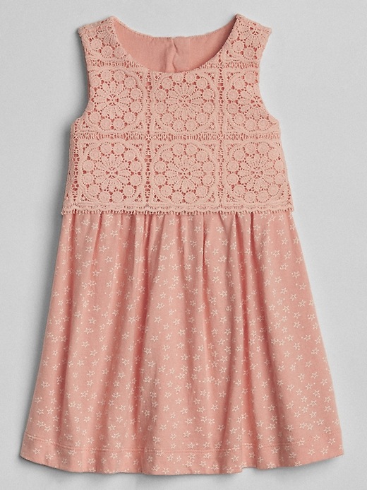 1 of 8 showing, with the color candlestick coral of product Crochet Mix-Fabric Dress