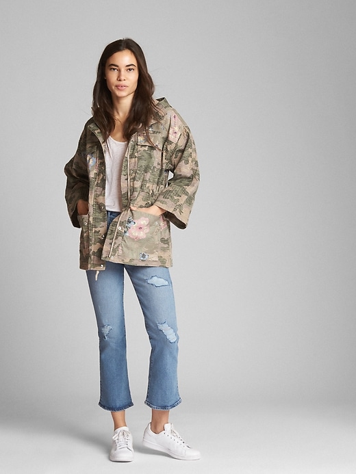 Image number 3 showing, Limited Edition Camo and Floral Print Hooded Utility Jacket